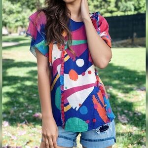 Anthropologie Eva Franco Coconinno Zoe Miami Vibes Top Small